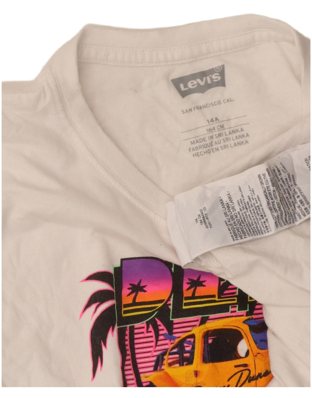 LEVI'S Boys Graphic T-Shirt Top 13-14 Years White Cotton