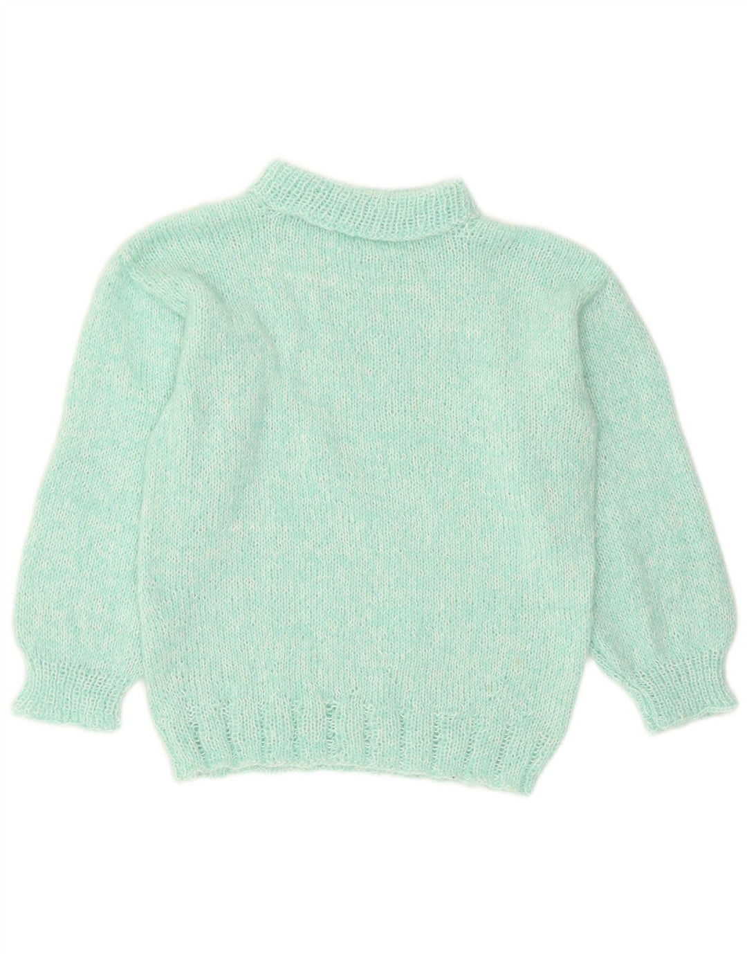 Vintage damski sweter z golfem UK 12 średni turkus