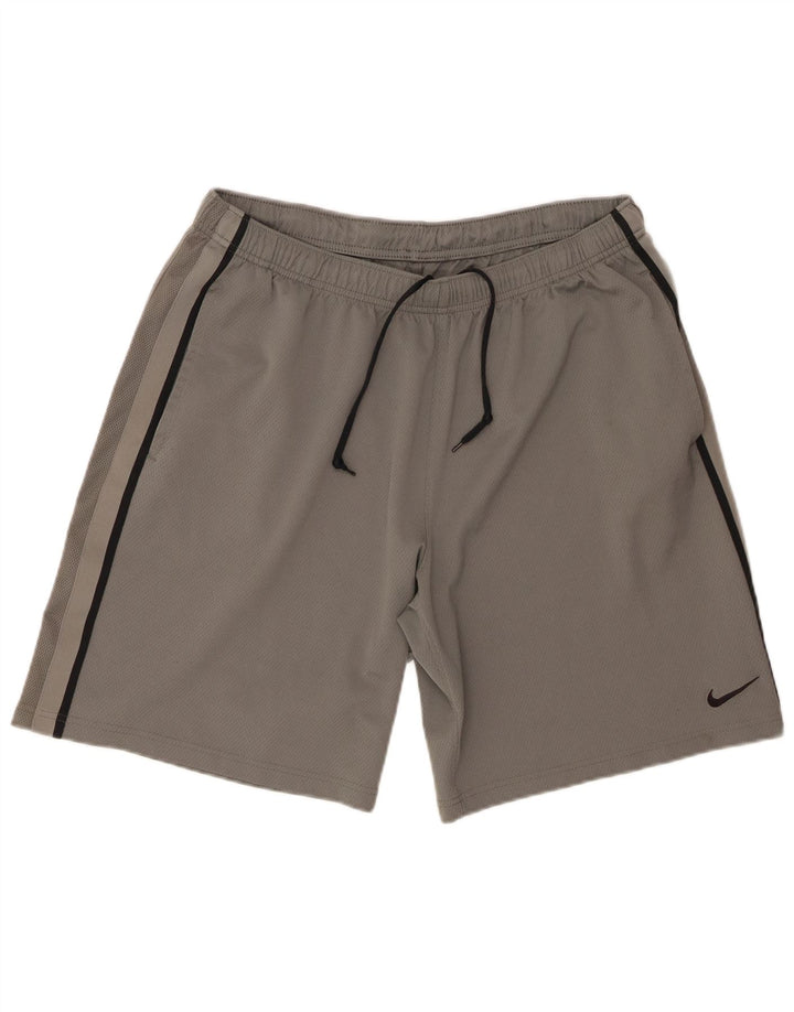 Męskie spodenki sportowe Nike, duże, szare, poliestrowe paski
