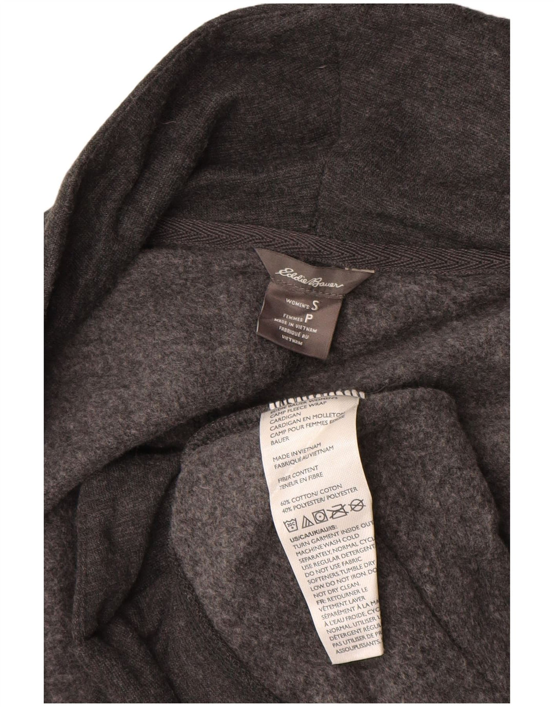Damski sweter oversize Eddie Bauer z otwartym kardiganem UK 10, mały, szary, bawełniany