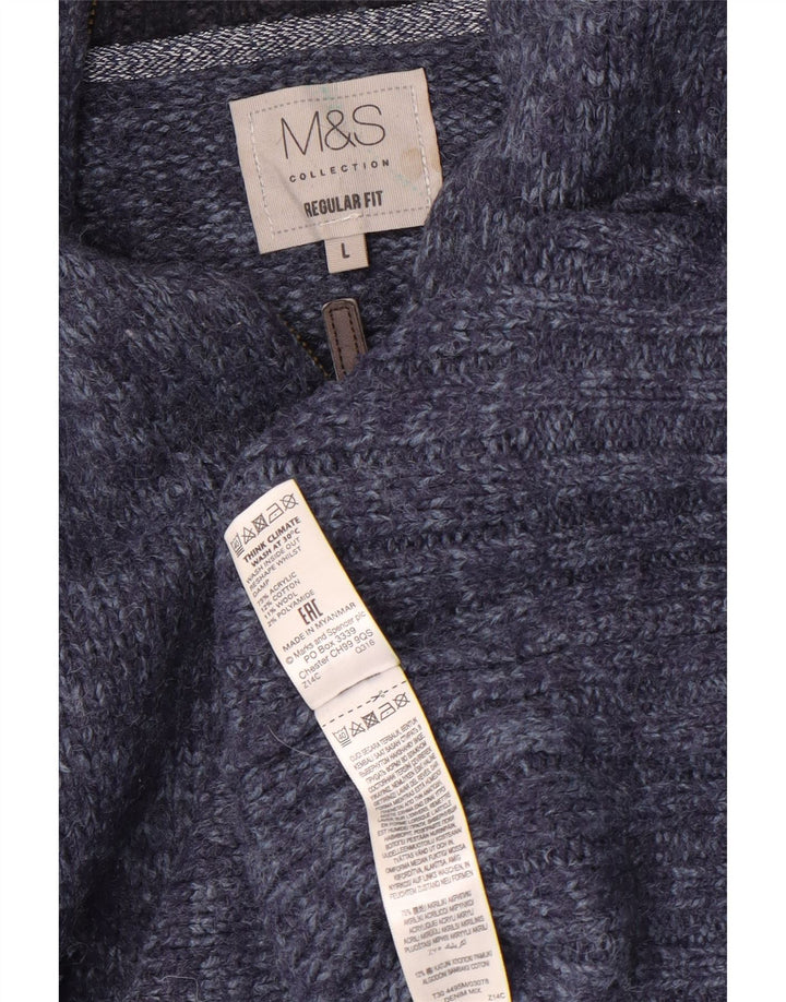 Męski sweter Marks & Spencer o regularnym kroju i zapinanym na zamek, duży, w niebieskie plamki