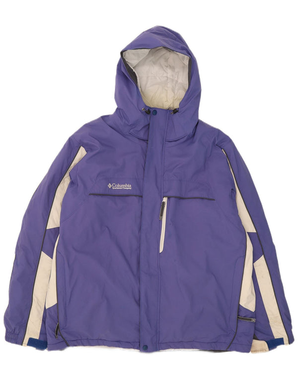 Męska kurtka narciarska z kapturem Columbia UK 42 XL Fioletowy nylon z blokami kolorów
