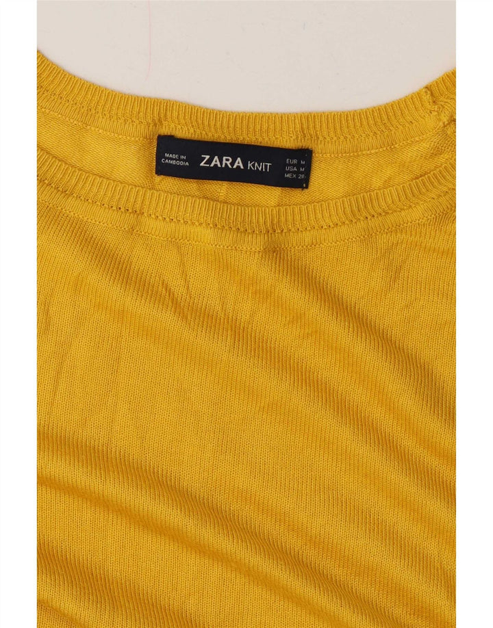 Damski sweter oversize z dekoltem w łódkę Zara UK 14, średni żółty