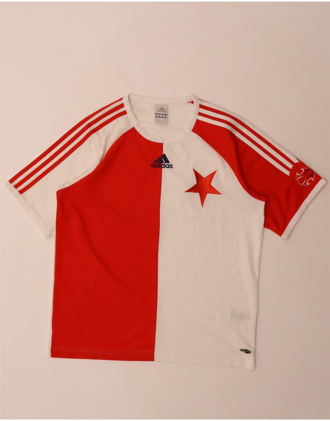 Męska koszulka Adidas Climalite z grafiką Top, średni czerwony poliester z blokami kolorów