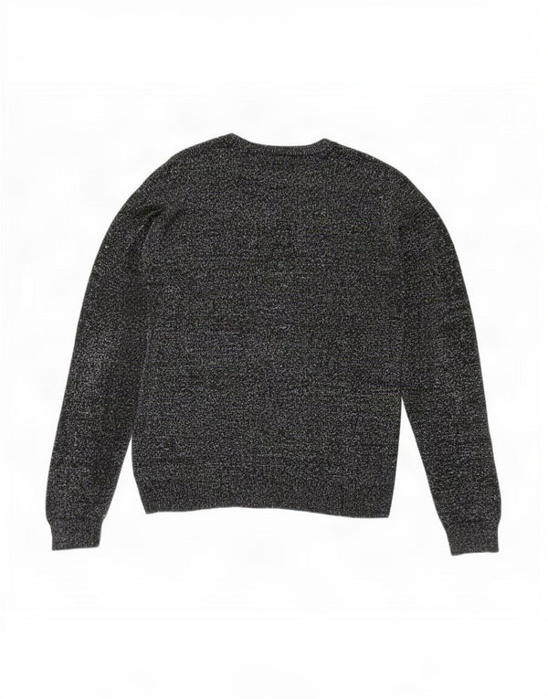 Damski sweter oversize z okrągłym dekoltem Topshop UK 10, mały, czarny, nakrapiany