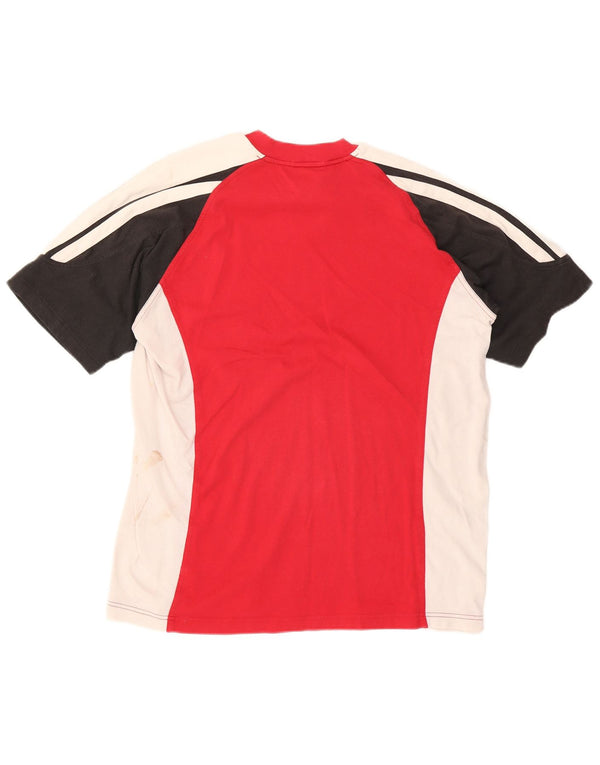 Adidas Męska koszulka Top UK 42/44 Duża czerwona bawełna z blokami kolorów