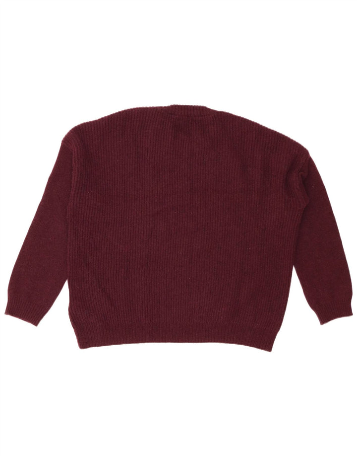 Damski sweter oversize KAPPA z okrągłym dekoltem UK 16, duża bordowa wełna
