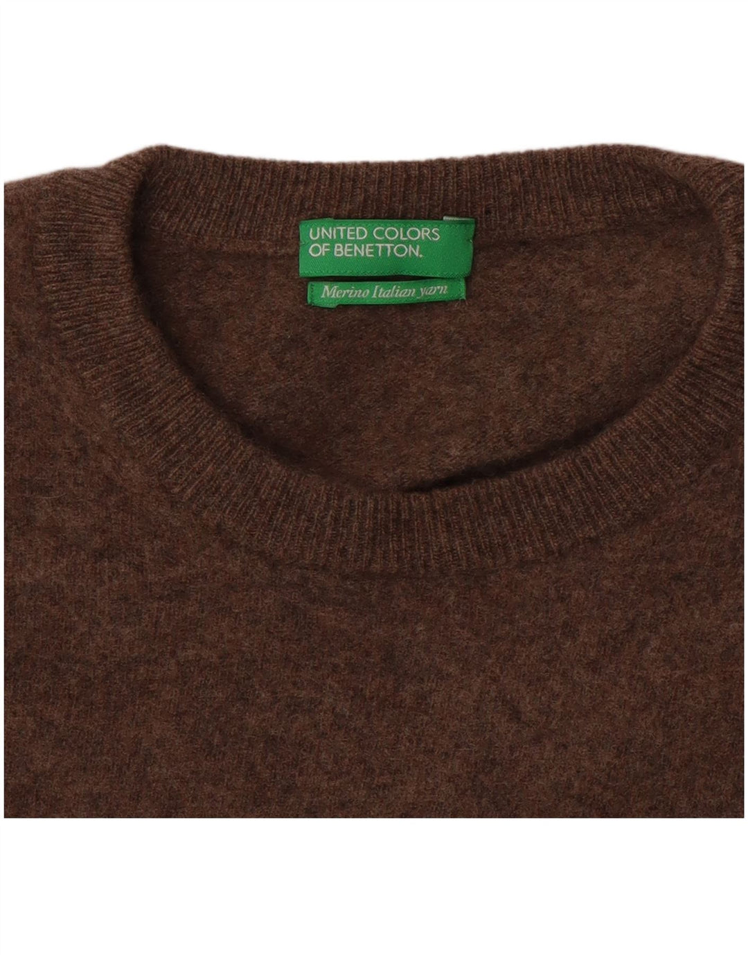 Damski sweter z okrągłym dekoltem Benetton UK 12, średni brąz