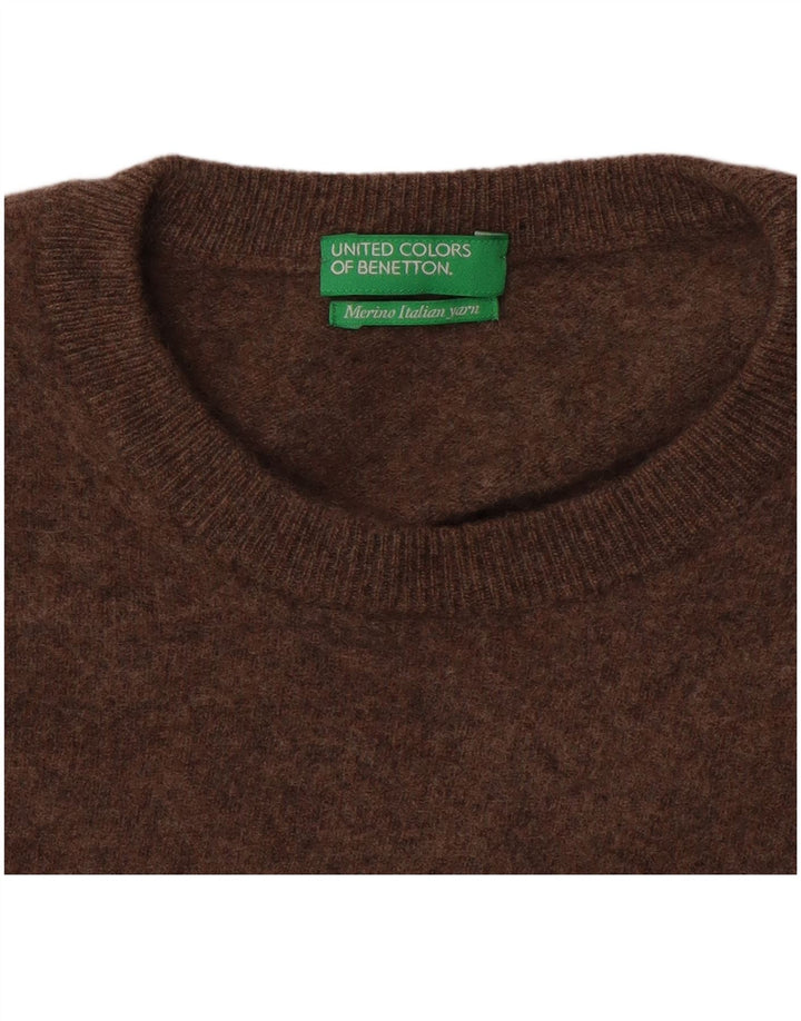 Damski sweter z okrągłym dekoltem Benetton UK 12, średni brąz
