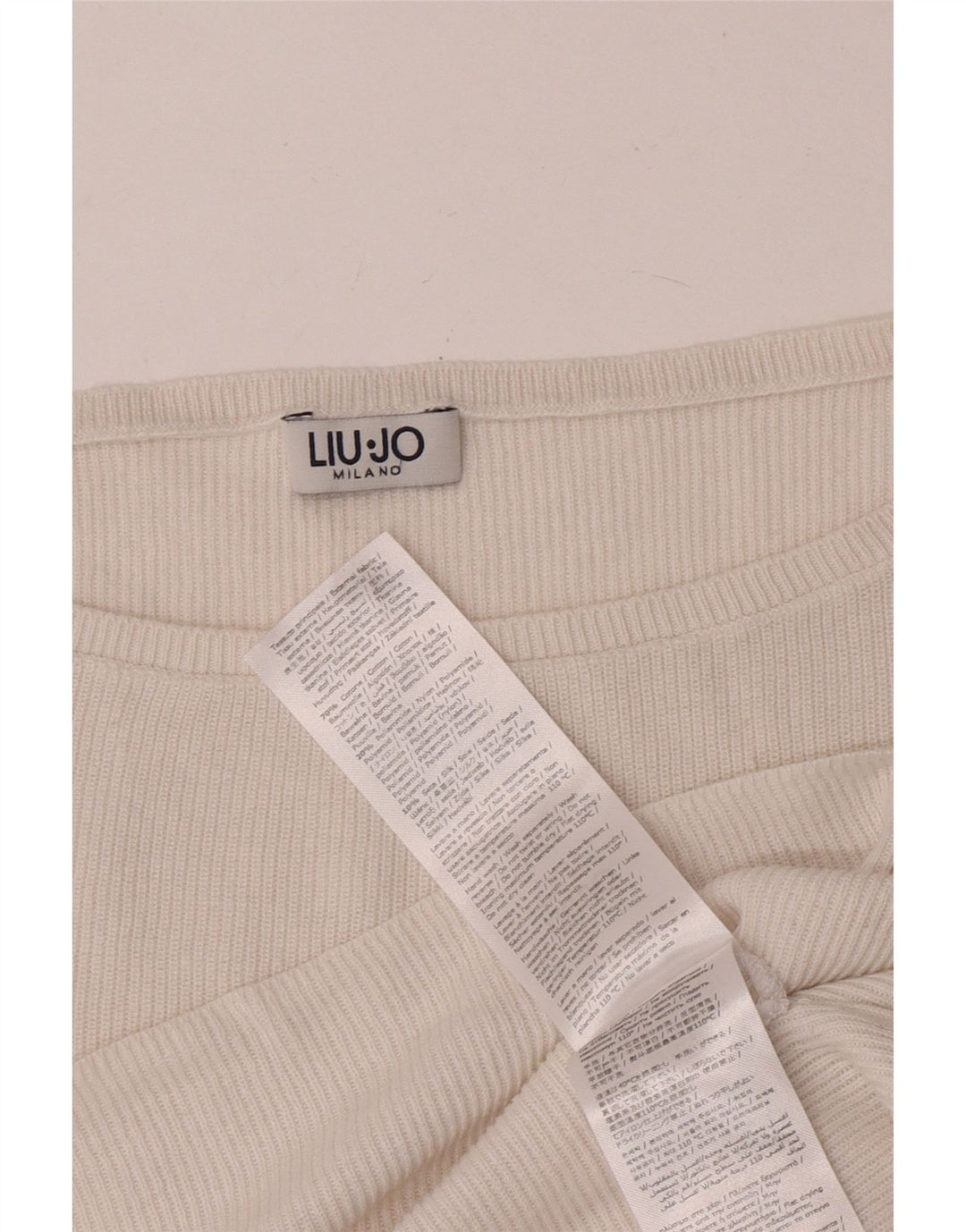 LIU JO Damski krótki top oversize z długim rękawem, UK 14, średnia biała bawełna