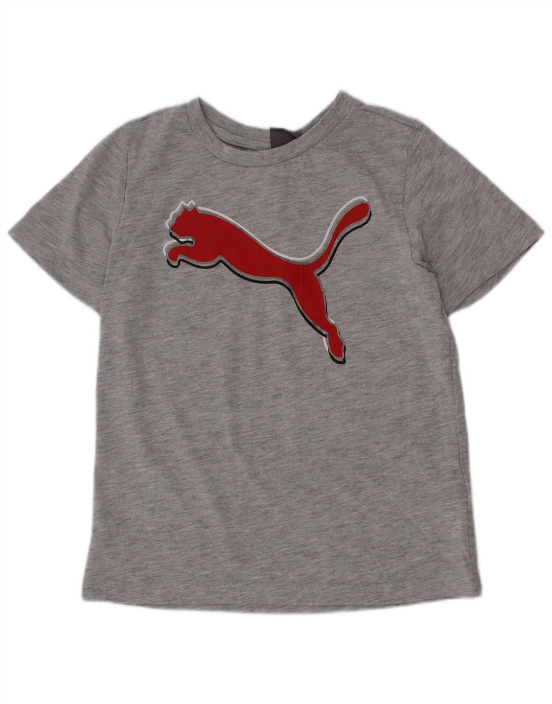 Chłopięcy T-shirt z grafiką Puma, 4-5 lat, szara bawełna