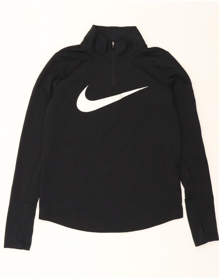 NIKE Womens Dri Fit Graphic Pullover Tracksuit Top UK 10 Small Black Vintage Nike and Second-Hand Nike from Messina Hembry 