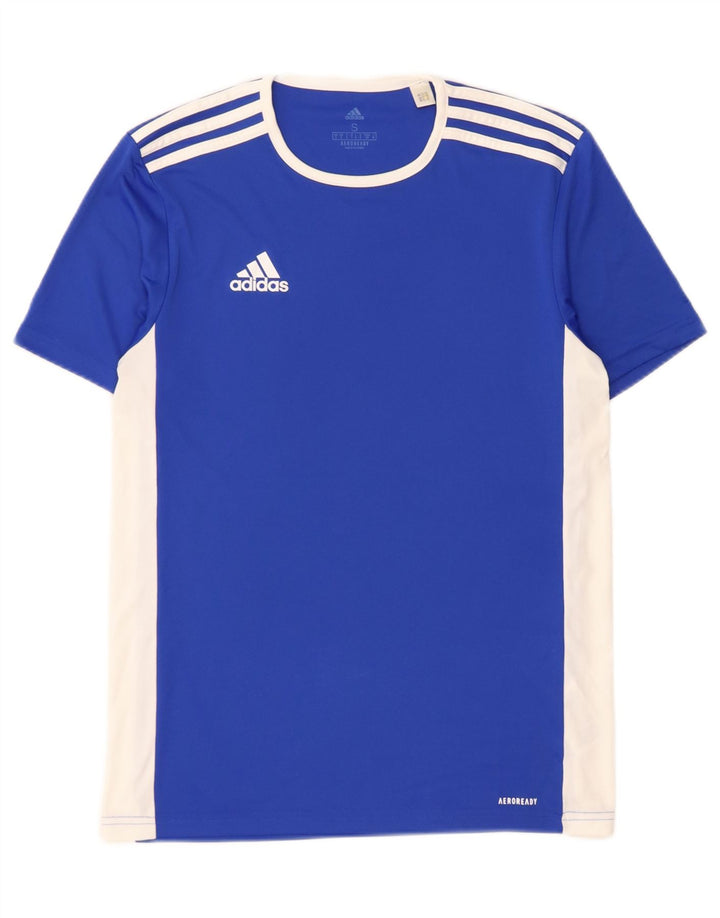 ADIDAS Mens Aeroready T-Shirt Top Small Blue Colourblock Polyester Vintage Adidas and Second-Hand Adidas from Messina Hembry 