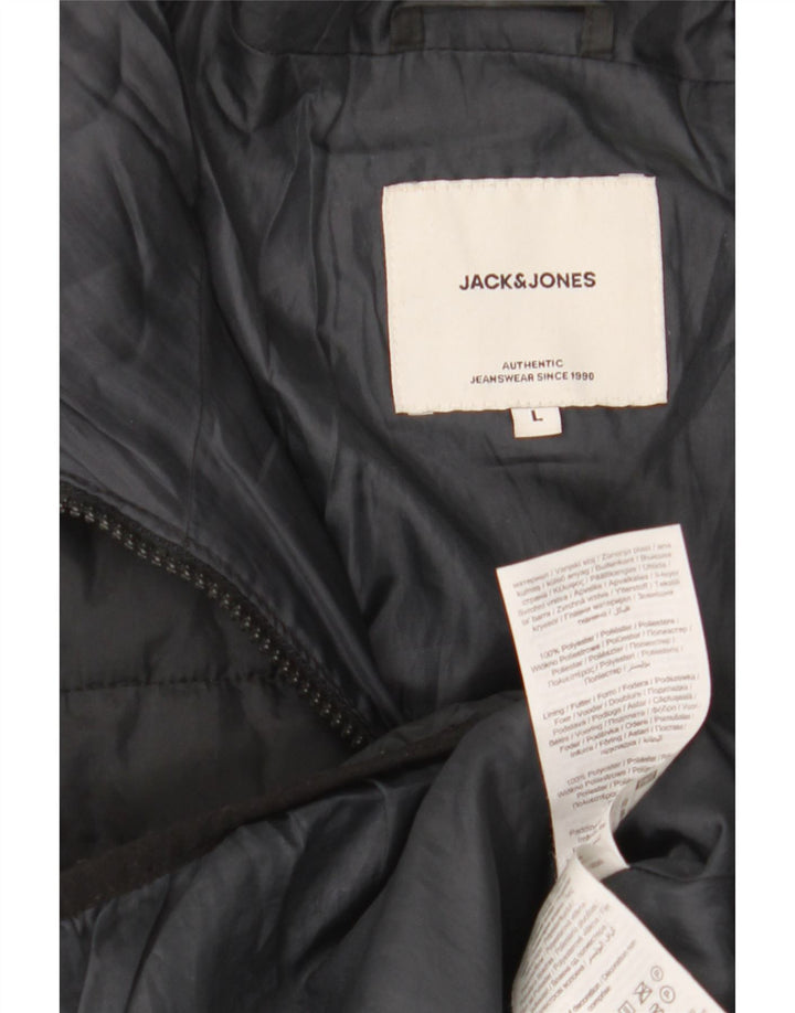 Męska ocieplana kurtka z kapturem Jack & Jones UK 40, duża, czarna, poliester