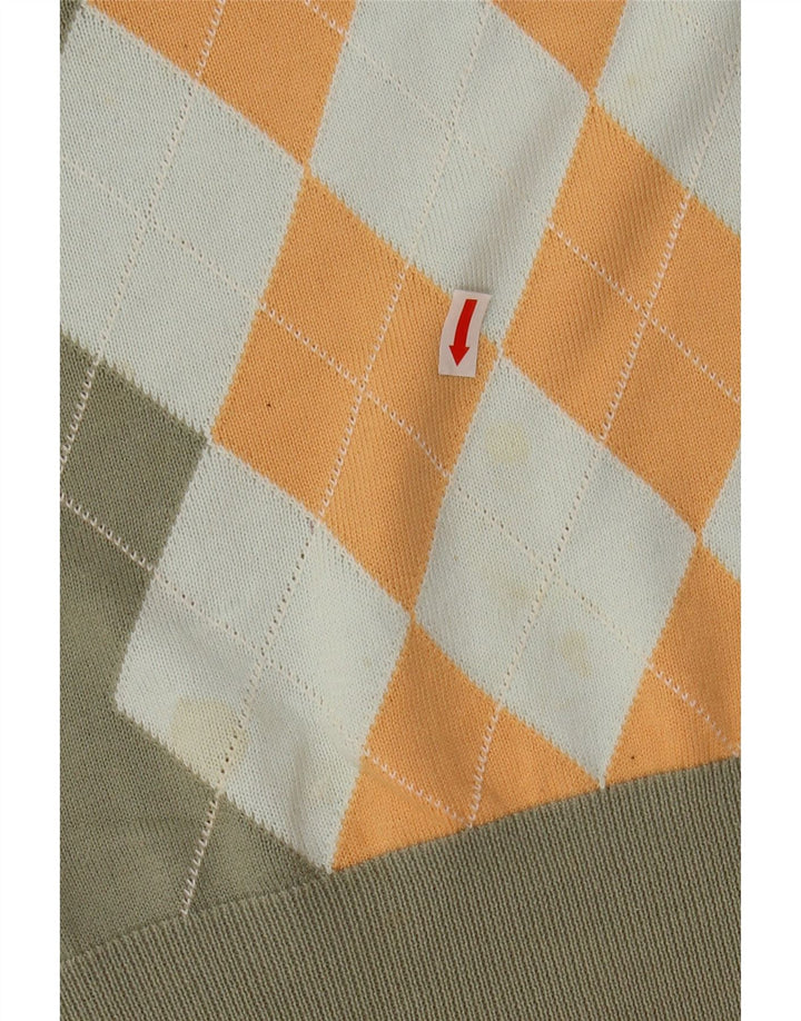 Sweter damski PRINGLE z dekoltem w kształcie litery V, UK 14, średni khaki, argyle/diament