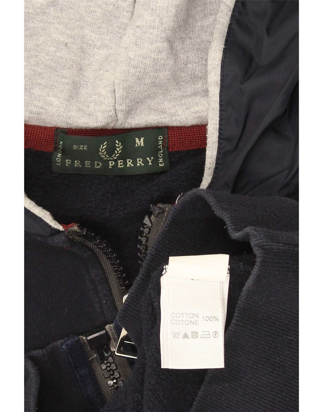 Męski sweter z kapturem i zamkiem Fred Perry, średni granatowy, bawełniany