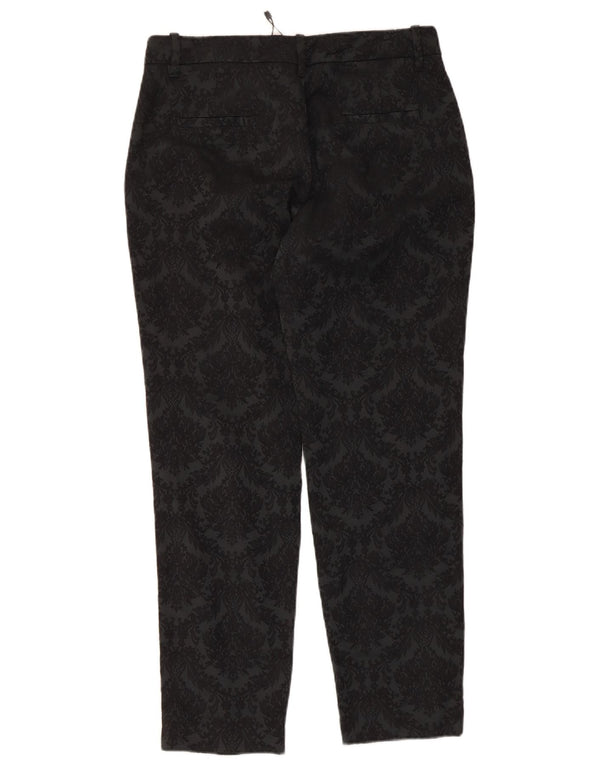 Damskie proste spodnie chino Zara, średnie W28 L27, czarna bawełniana w kwiaty