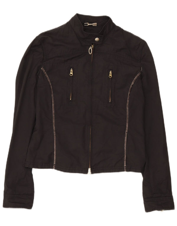 Damska kurtka bomberka Trussardi Jeans IT 46, duża, czarna, bawełniana