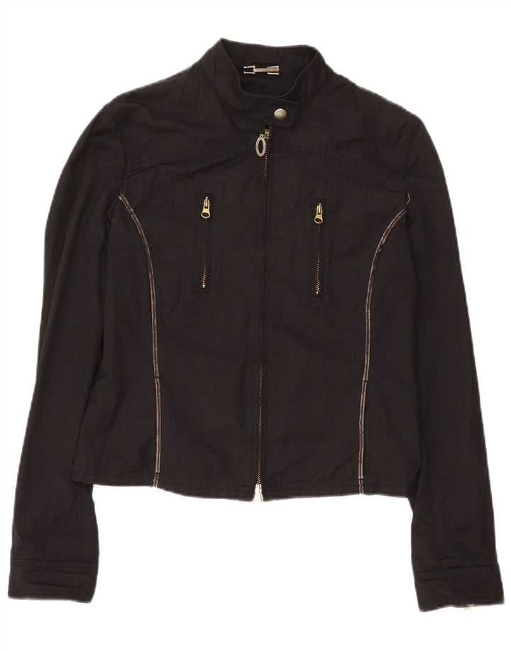 Damska kurtka bomberka Trussardi Jeans IT 46, duża, czarna, bawełniana