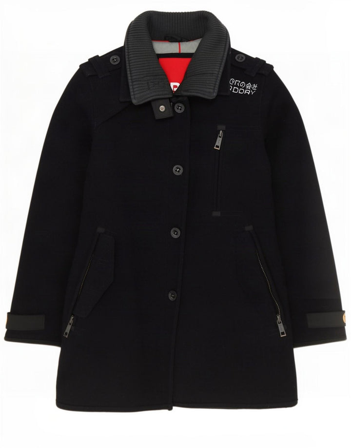 Damski płaszcz wojskowy Superdry UK 12, średni granatowy, wełniany