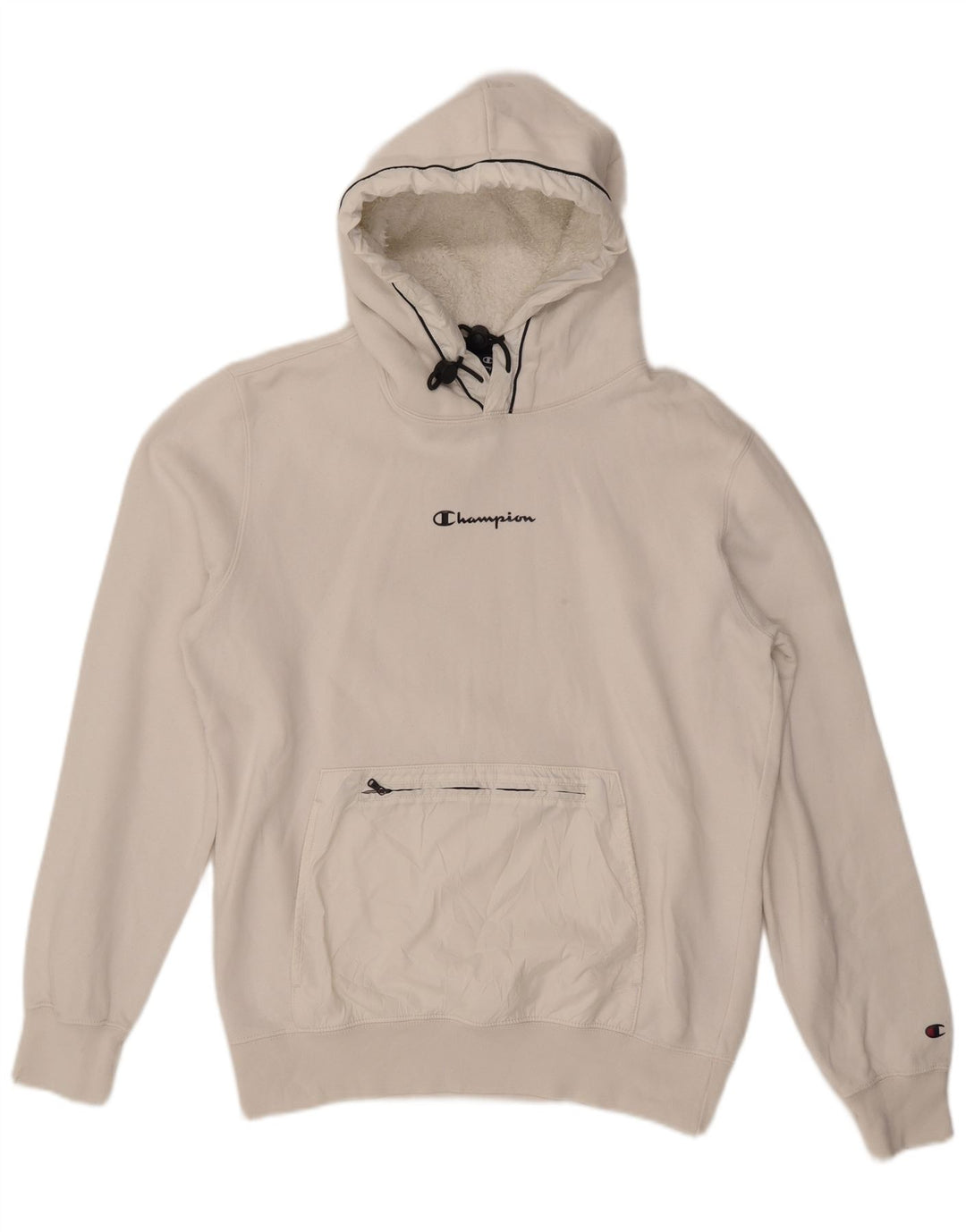 Damski sweter z kapturem CHAMPION UK 16, duży, biały, bawełniany