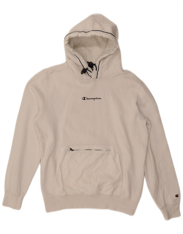 Damski sweter z kapturem CHAMPION UK 16, duży, biały, bawełniany