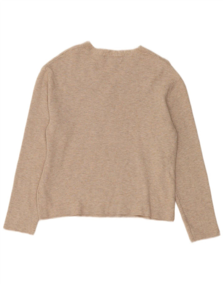 Sweter damski Marks & Spencer z dekoltem w kształcie litery V, UK 14, średni beż, wiskoza