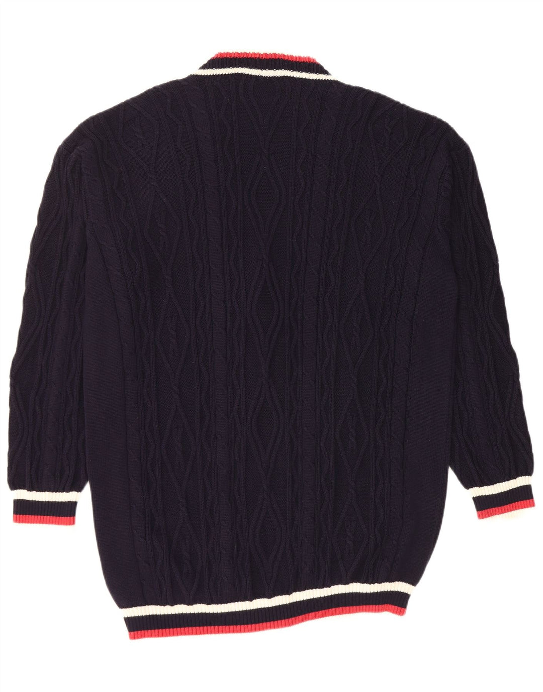 Damski sweter oversize JAEGER UK 10, mały, granatowy, z blokami kolorów