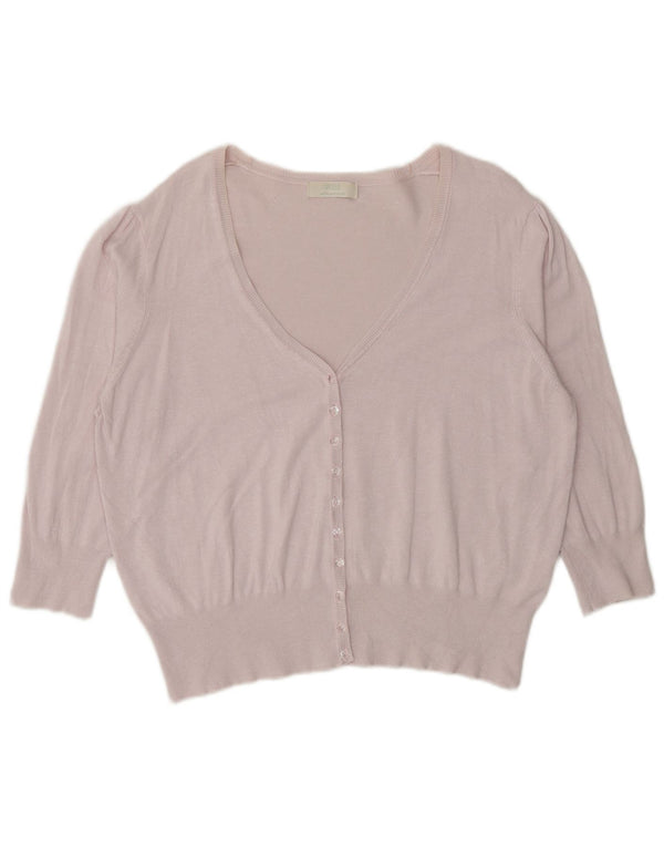 Marks & Spencer Damski sweter kardigan z rękawem 3/4 UK 20 2XL Różowy Wiskoza