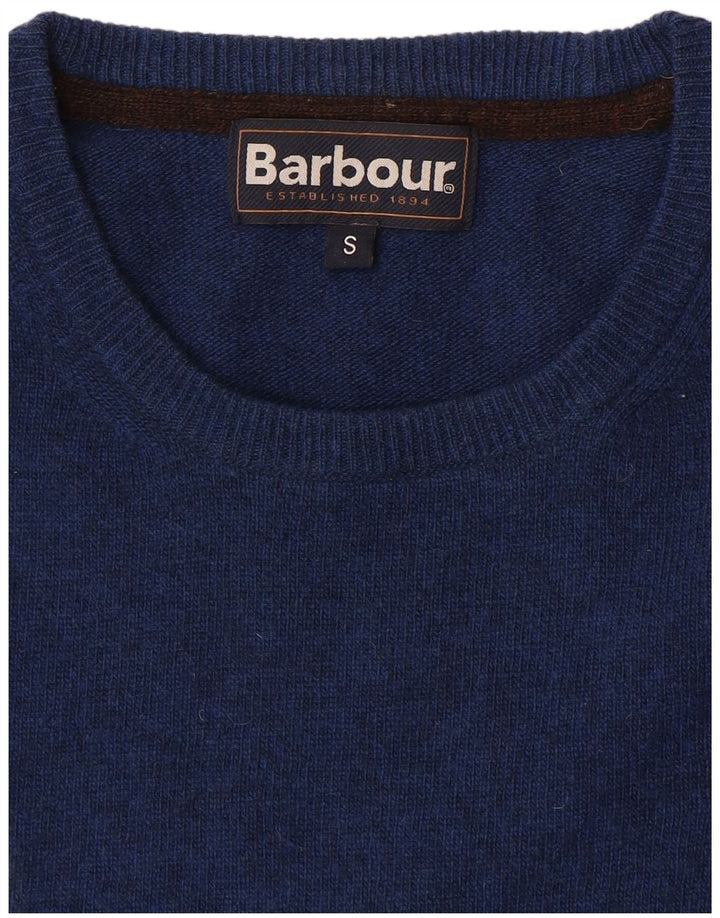 Męski sweter z okrągłym dekoltem Barbour, mały, granatowy, z owczej wełny