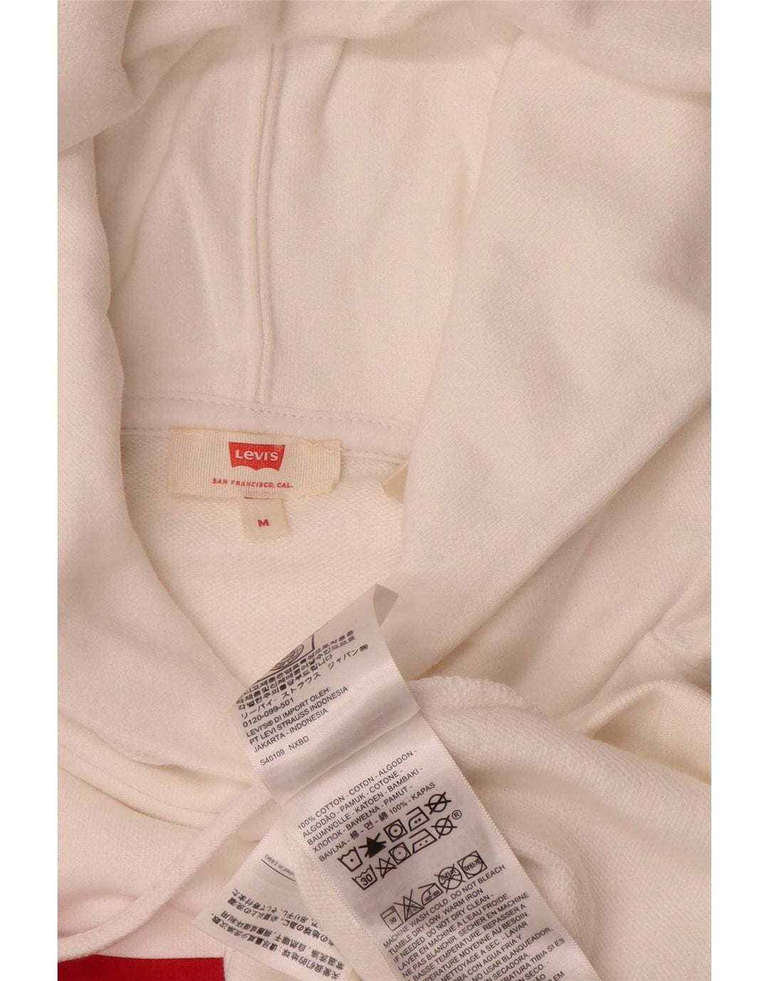 Męski sweter z kapturem Levi's z grafiką, średniej wielkości, biały, bawełniany