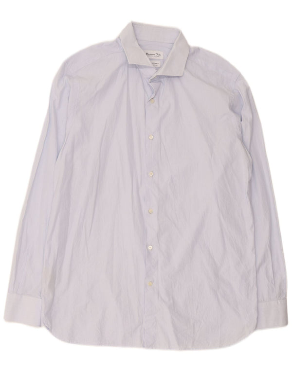 Koszula męska Massimo Dutti, rozmiar 44 17 XL, niebieska, bawełniana w prążki