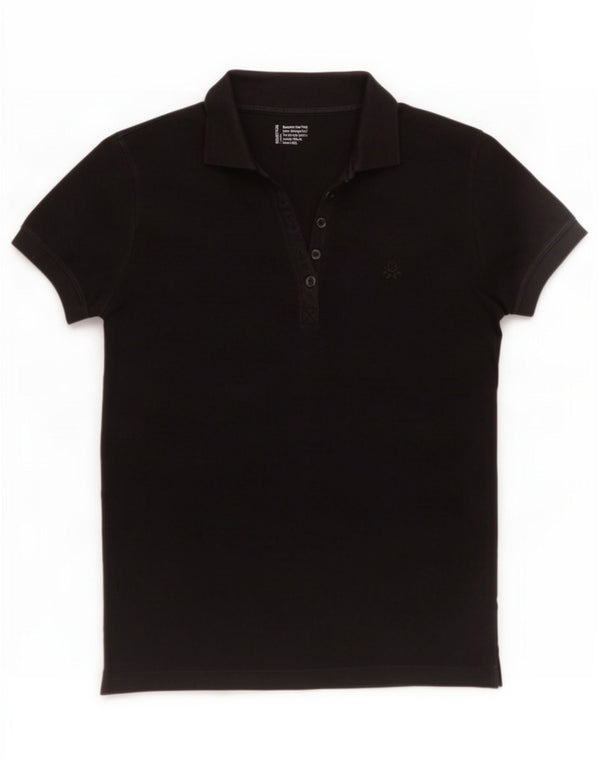 Damska koszulka polo Benetton UK 10, mała, czarna, bawełniana