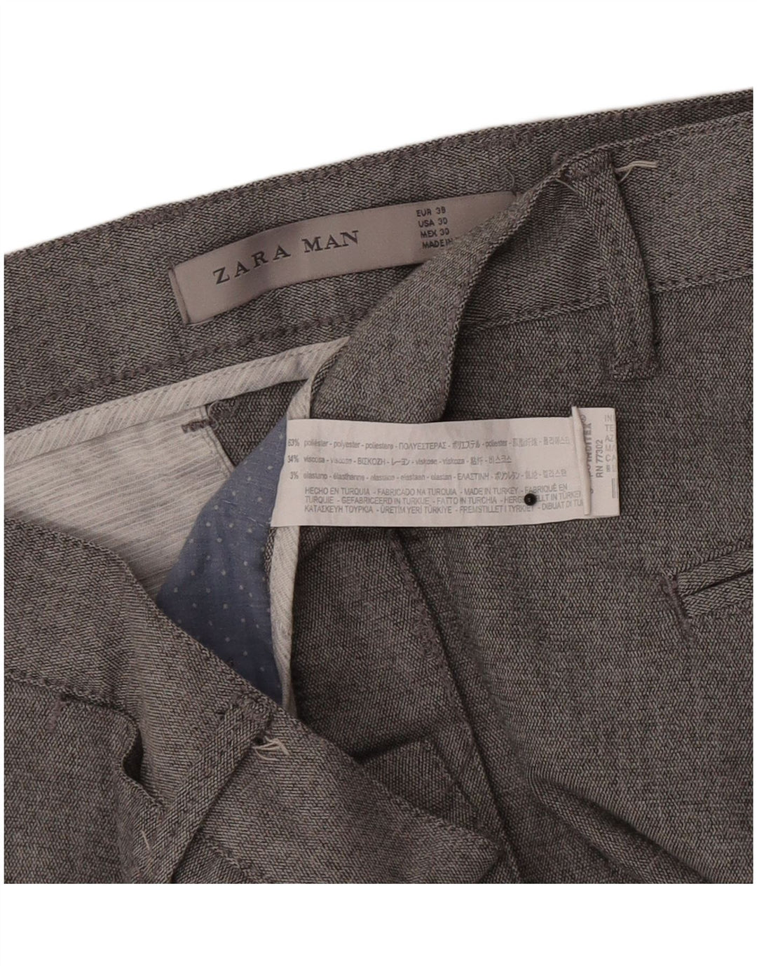 Męskie spodnie chino Zara EU 38 Small W30 L27 Szary poliester