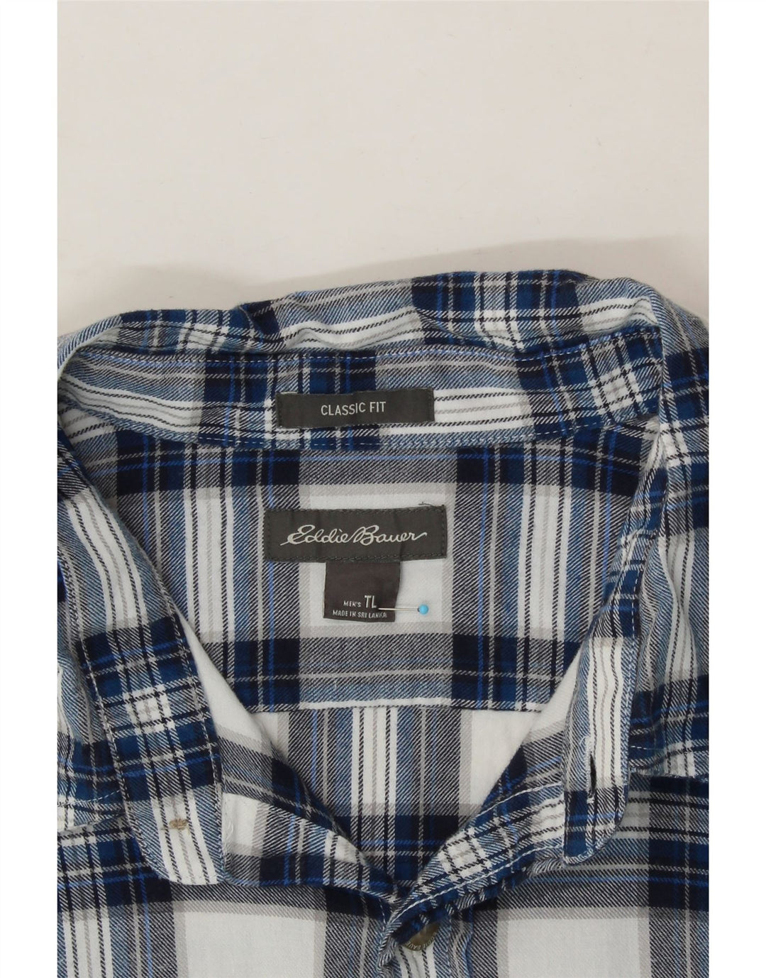 EDDIE BAUER Mens Classic Fit Flannel Shirt Large Blue Check Vintage Eddie Bauer and Second-Hand Eddie Bauer from Messina Hembry 