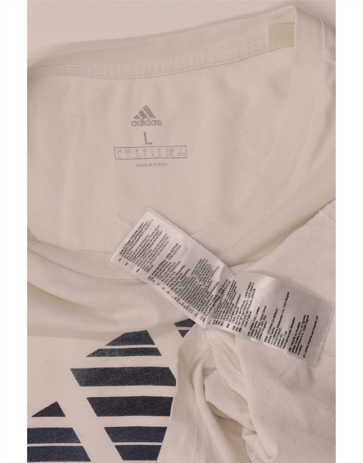 Męska koszulka z grafiką Adidas, duża, biała, bawełniana