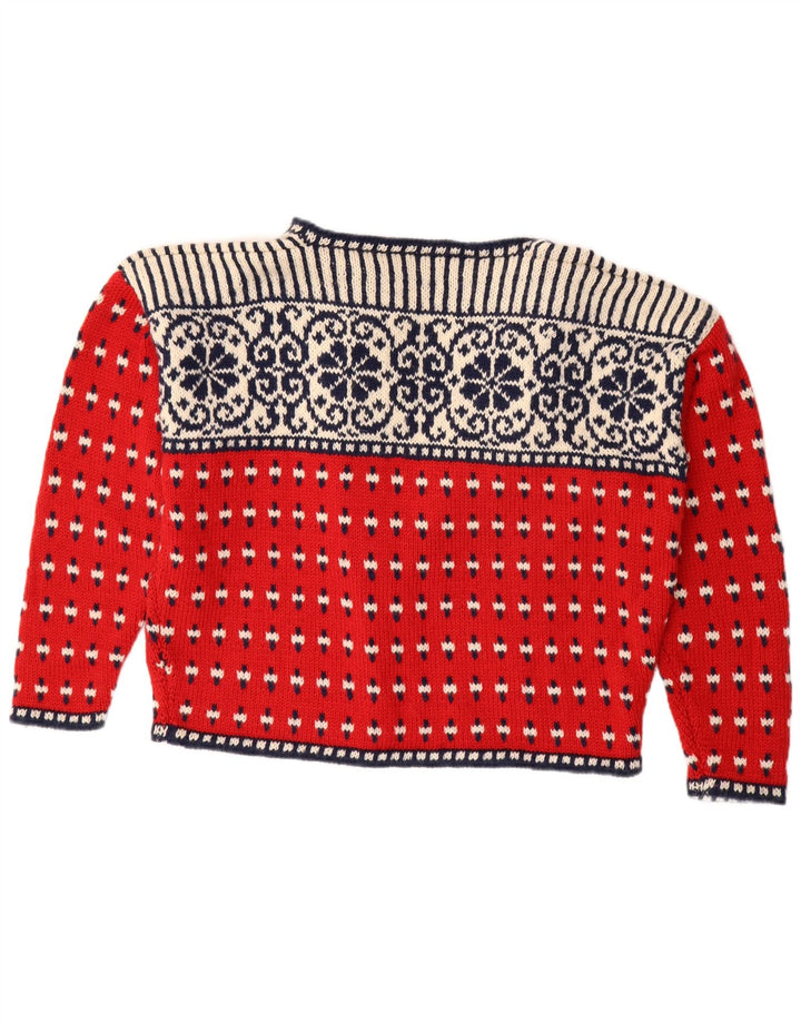 Sweter damski VINTAGE z otwartym kardiganem UK 18 XL Czerwony Fair Isle