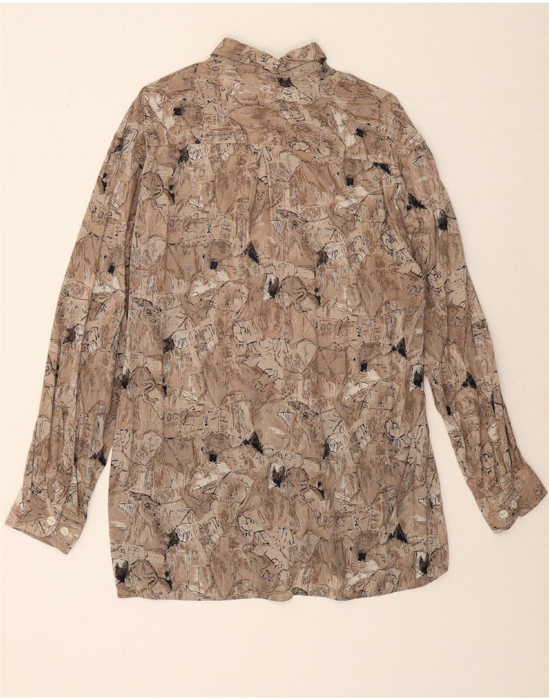 VINTAGE Mens Abstract Pattern Shirt Size 40 Medium Brown Vintage Vintage and Second-Hand Vintage from Messina Hembry 