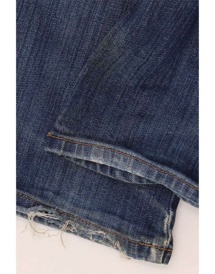Damskie jeansy Wrangler Texas Stretch w trudnej sytuacji, proste W32 L32, niebieska bawełna