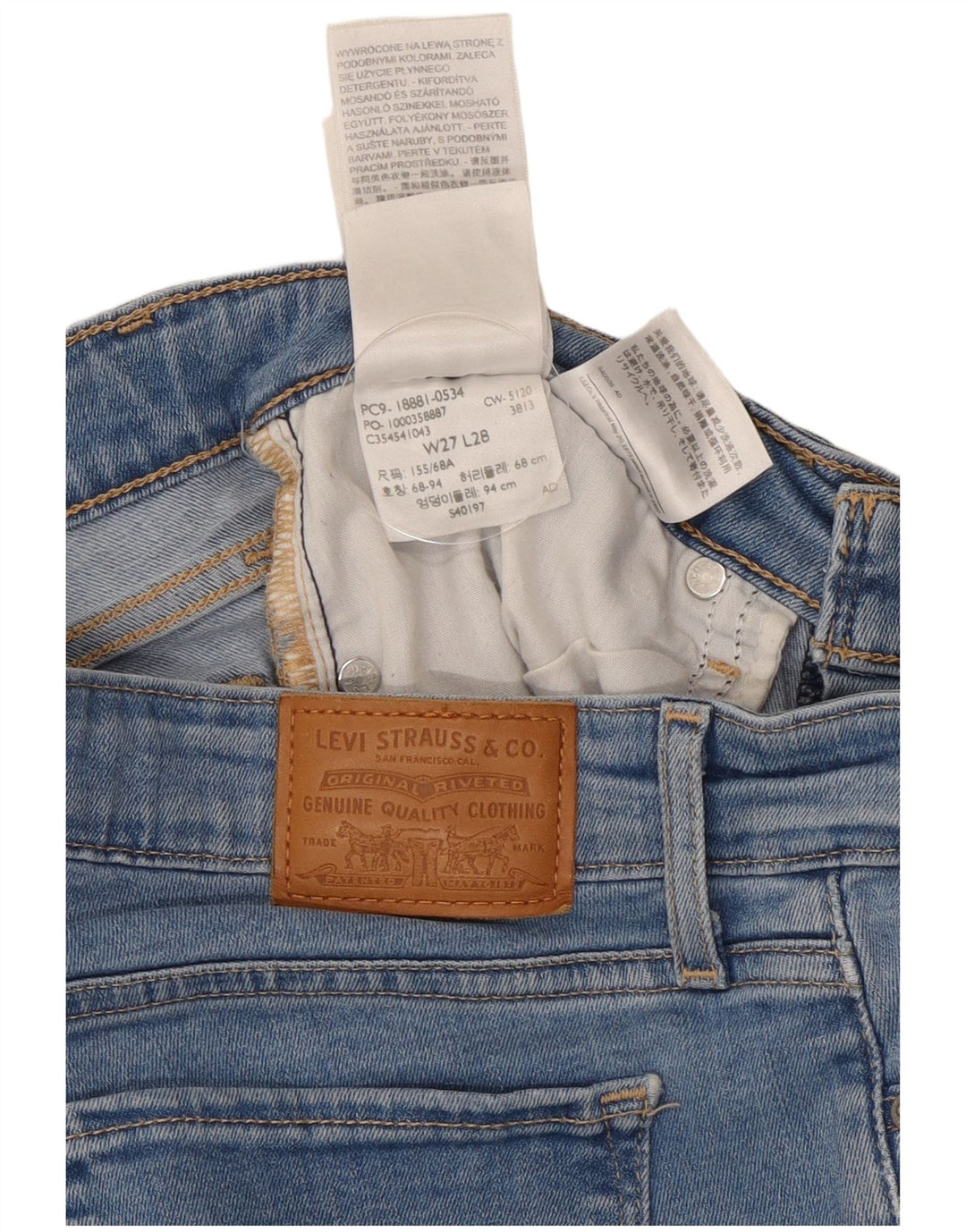 Damskie jeansy Levi's 711 Skinny W27 L28 Niebieski Lyocell