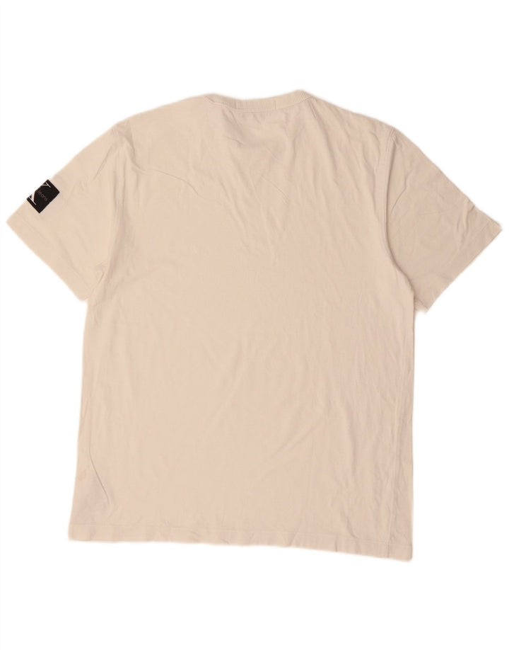 CALVIN KLEIN JEANS Męski T-shirt, duży, bawełniany w kolorze złamanej bieli