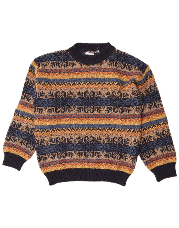 Vintage męski sweter z golfem IT 50 średni wielobarwny