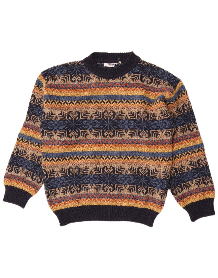 Vintage męski sweter z golfem IT 50 średni wielobarwny