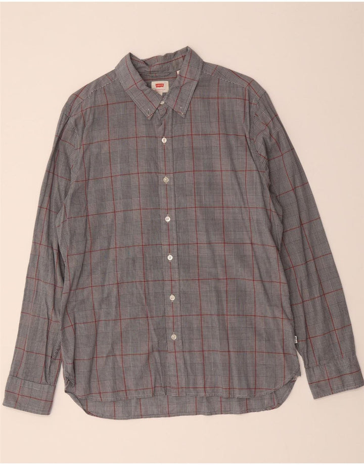 LEVI'S Mens Shirt Large Grey Check Cotton Vintage Levi's and Second-Hand Levi's from Messina Hembry 