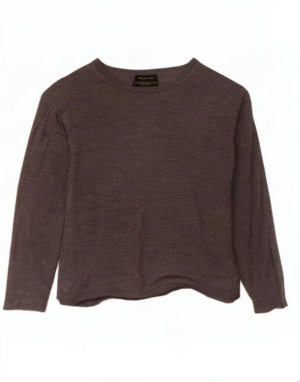Sweter dziewczęcy Massimo Dutti z dekoltem w łódkę 7-8 lat, szara wełna
