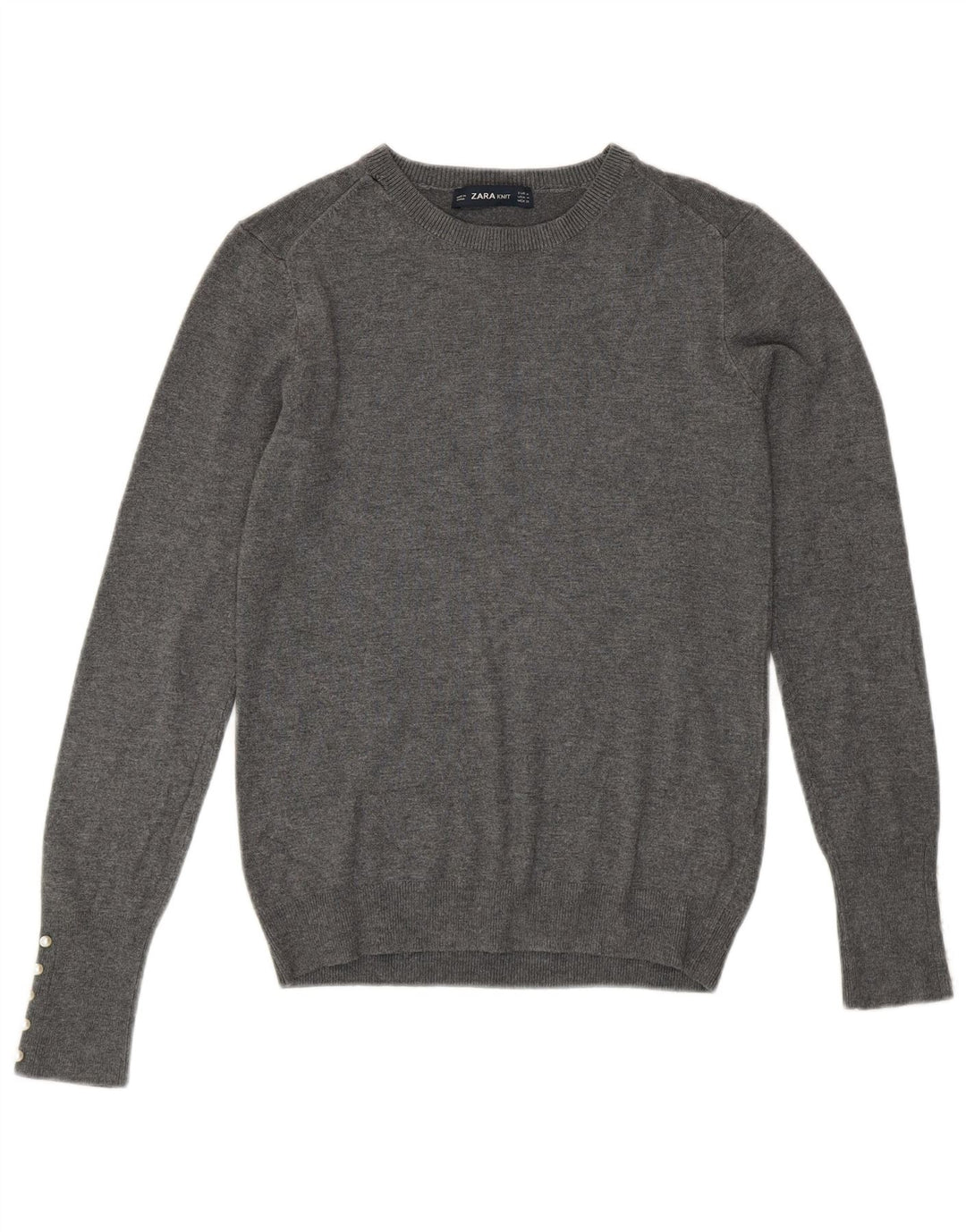 Sweter damski Zara z okrągłym dekoltem UK 12, średnioszara wiskoza