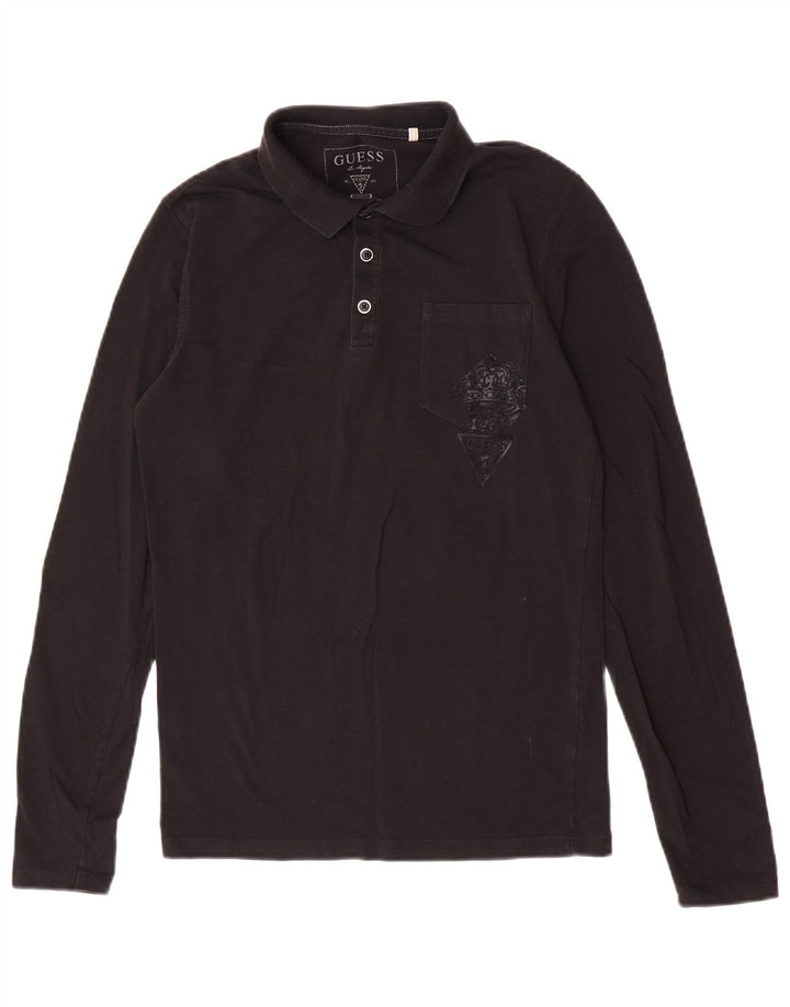 Męska koszulka polo Guess z długim rękawem, mała czarna