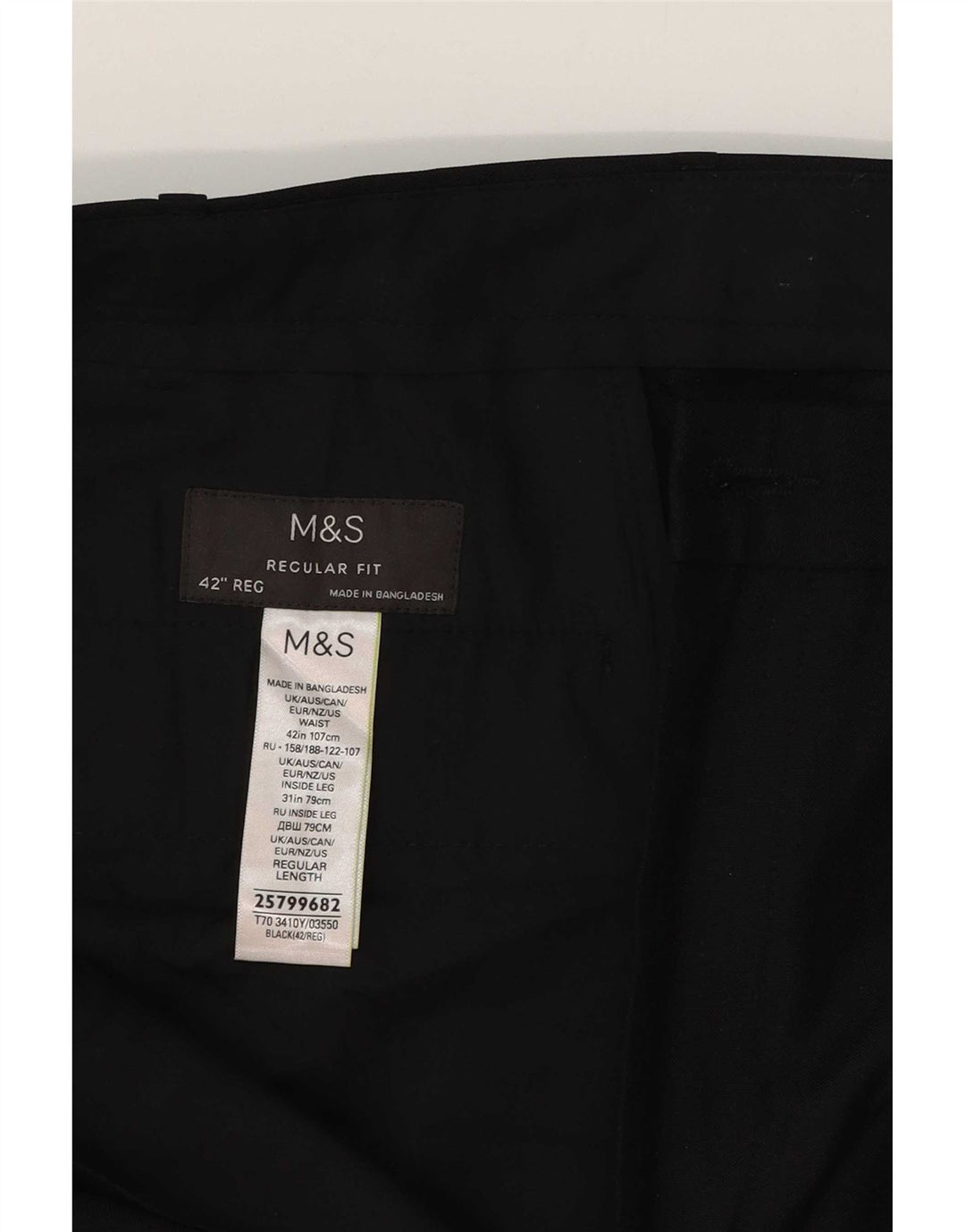 Męskie spodnie codzienne Marks & Spencer o regularnym kroju W42 L31 Czarny poliester