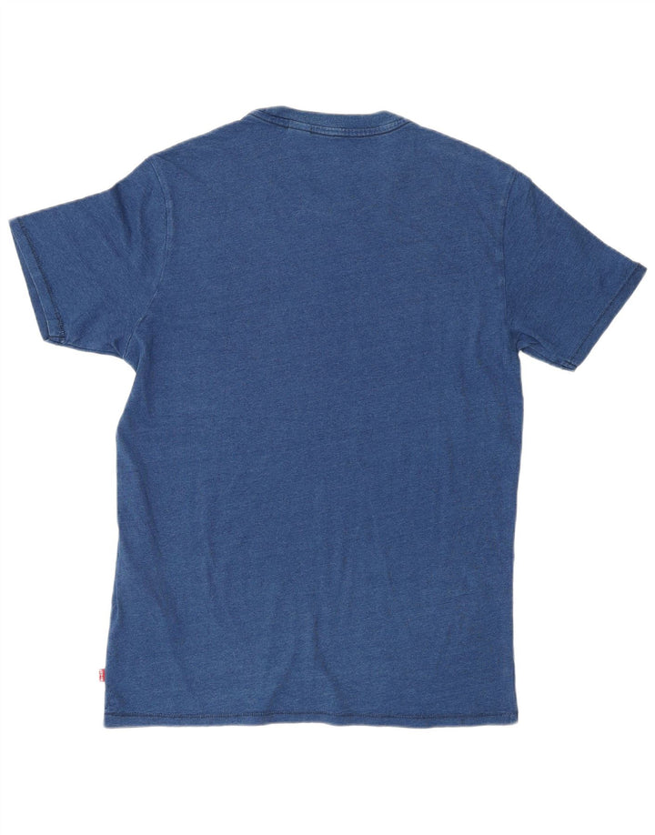 Męski T-shirt z grafiką Levi's, mały, niebieski, bawełniany