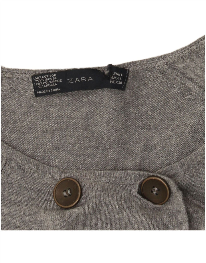 Sweter damski Zara Cardigan UK 14, duży, szary, bawełniany